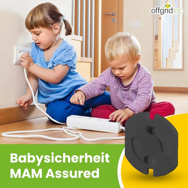 Offgridtec 20x Kindersicherung fuer Steckdose mit Drehmechanik - Steckdosensicherung Schwarz Baby Kleinkind – Bild 5