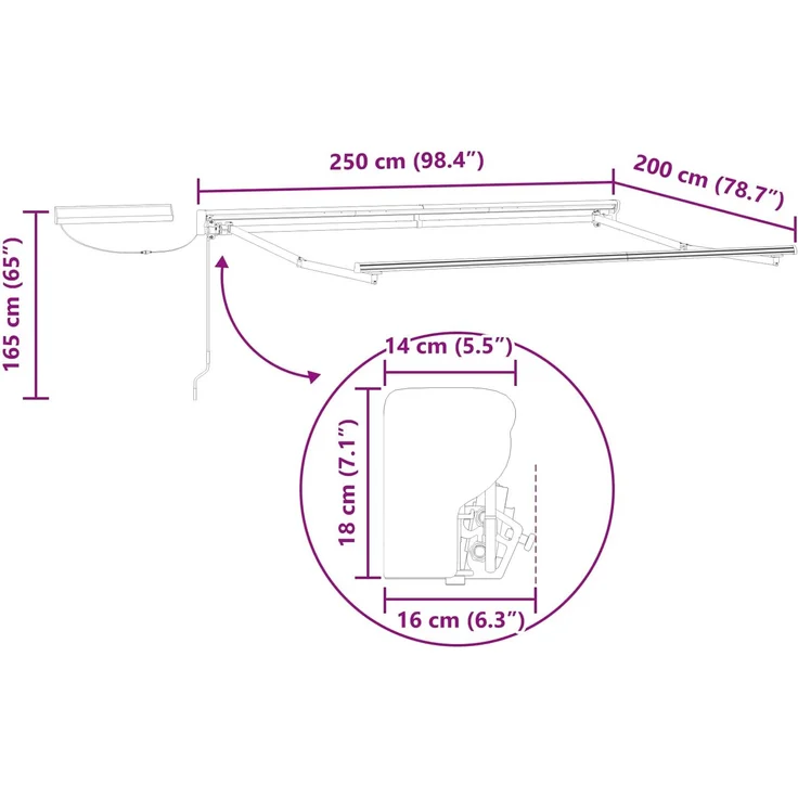 vidaXL Elektrische ausziehbare Markise 2,5 x 2 m 3421929 – Bild 12