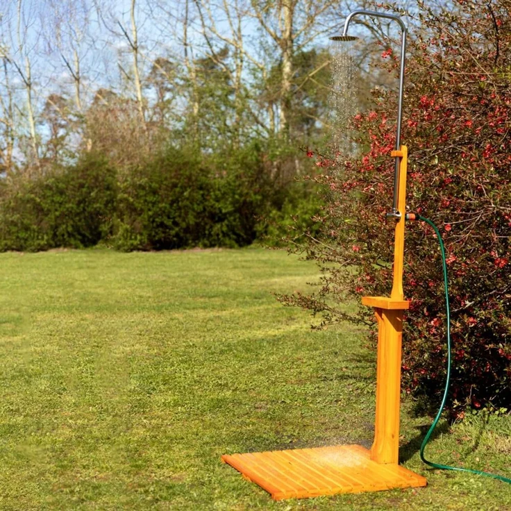 Gartendusche aus geöltem Kiefernholz mit verzinktem Eisen 75x75x221cm Dusche Garten – Bild 9