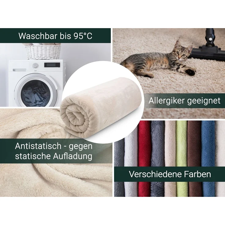 ZOLLNER Kuscheldecke, 150x200 cm, beige – Bild 2