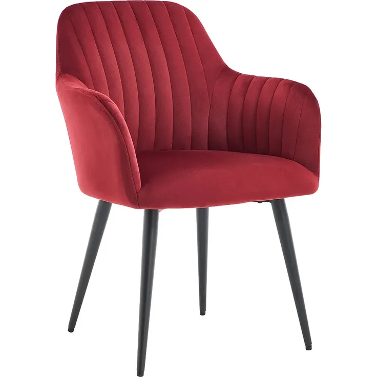 Vente-unique - ELEANA Stuhl SamtStoff Rot - B 59 cm x H 82 cm x L 58 cm – Bild 4