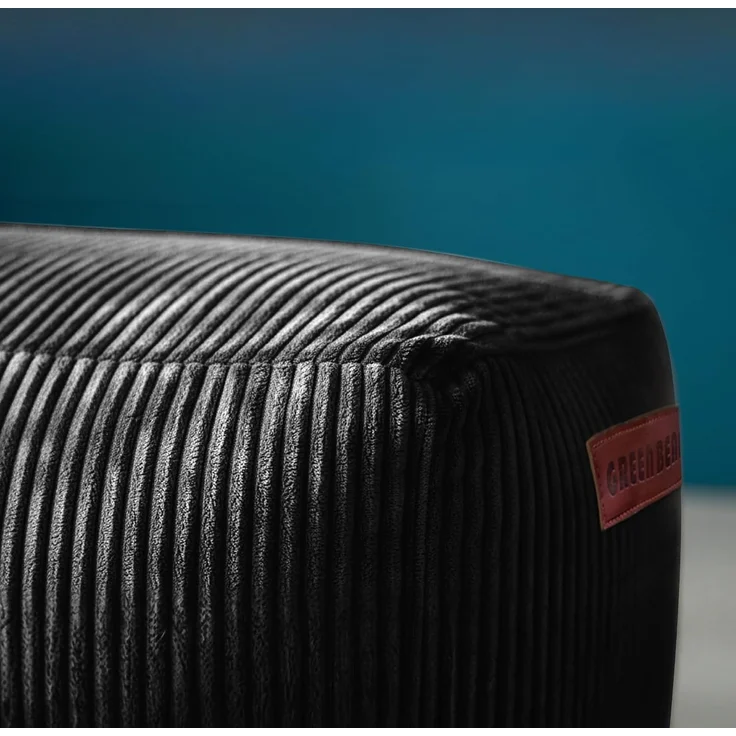 Green Bean® Indoor Sitzhocker Pouf 70x33x28cm EPS-Perlen Füllung & Cordstoff Kuschelig Weich Waschbar - Drinnen Bodenkissen Liegekissen Sitzkissen Sitzhocker Relax-Sessel Kinder Erwachsene Stoff Schwarz – Bild 4