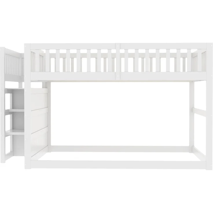 Merax Etagenbett Kinderbett Hochbett 140x200cm mit oberem Lattenrost und 4 Schubladen, Weiß – Bild 9
