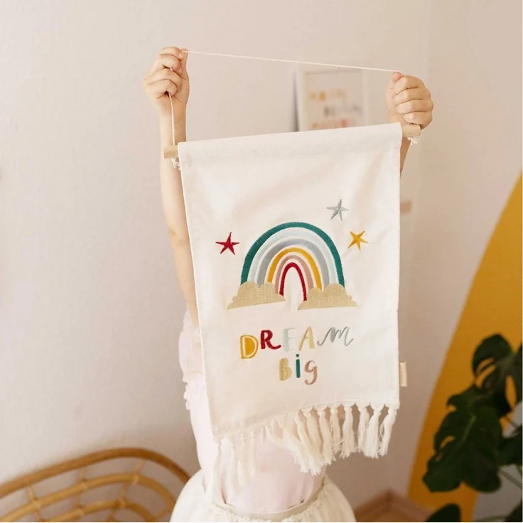 PAPIERDRACHEN Wandteppich Wanddekoration für Kinder aus Stoff - Kinderzimmer - Boho Wandteppich – Bild 4