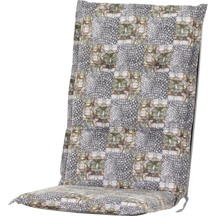 BURI 2x Auflagen Set Hochlehner für Gartenstühle 120x48x6cm Sesselauflagen Polster UV Lichtecht - Gartenstuhlauflagen Kariert Muster Stuhlkissen mit Dicker Schaumstoff Füllung (Graues Mosaik) – Bild 9