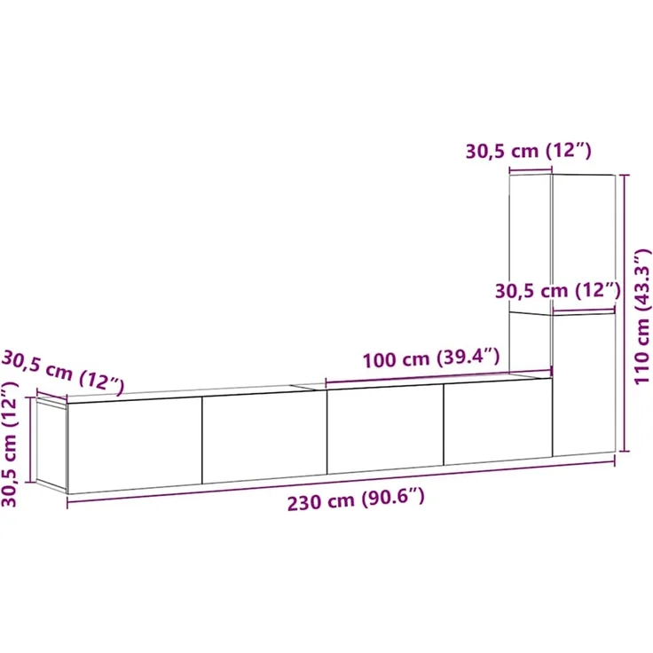 vidaXL TV-Wandschränke 3 Stk. Altholz-Optik Holzwerkstoff 3328983 – Bild 9