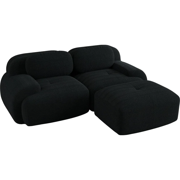 EINHOM Ecksofa aus weichem Cordstoff, Rahmenloses Sofa, modular kombinierbar mit gebogenen Armlehnen, ohne Montage, hochelastische Schaumstoffpolsterung für Wohnzimmer, Ruhezonen und Schlafzimmer, Black – Bild 7