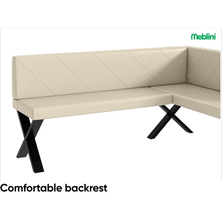 MEBLINI Eckbank für Esszimmer - Küchenbank - Essecke - Sitzecke Küche - ERIC - X-Beine 128x168x87cm Rechts - Creme Kunstleder – Bild 5