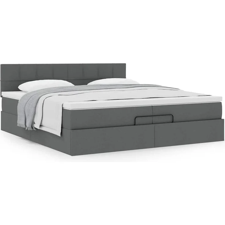 vidaXL Ottoman-Bett mit Matratze Dunkelgrau 200x200 cm Stoff 3311485 – Bild 12