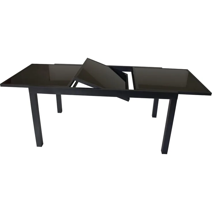 Ausziehtisch TORINO 180/240x100 cm, Aluminium + Glas schwarz