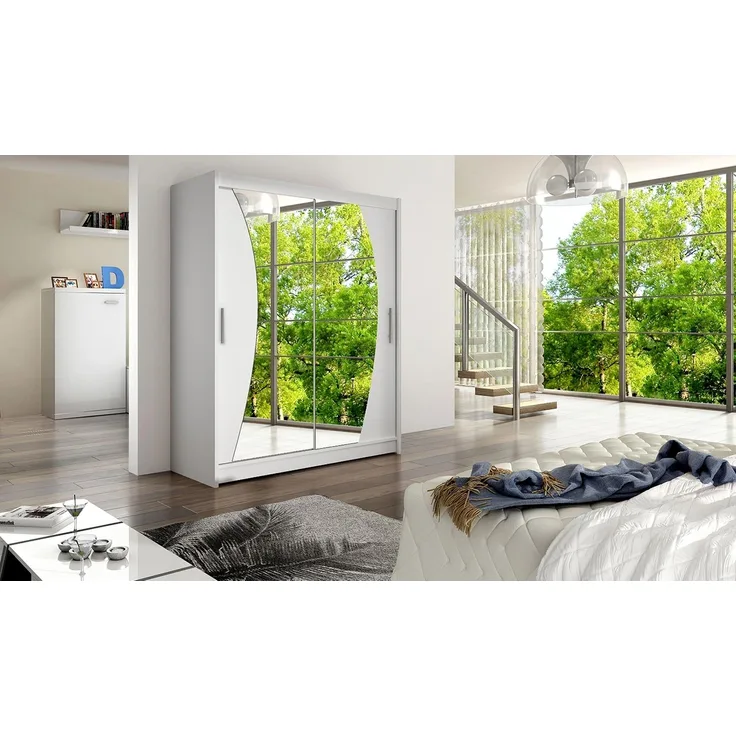 Kleiderschrank Westa X, ohne Beleuchtung, Farbe: Weiß / Spiegel