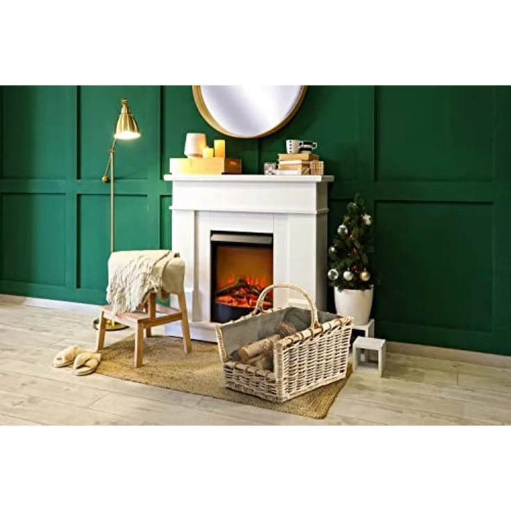 Kobolo Kaminholzkorb Holztrage Rattan grau abnehmb. Jutestoff dunkel – Bild 3