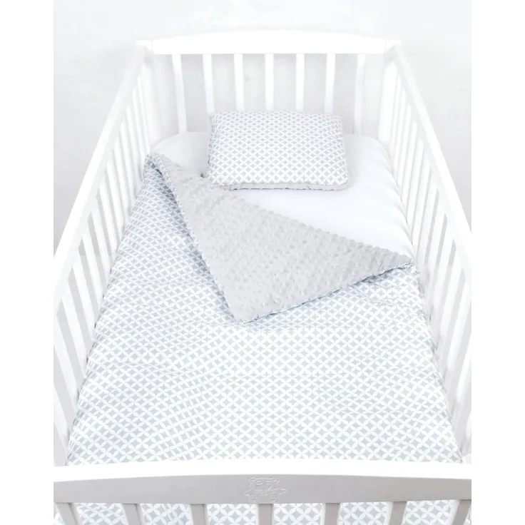BABYLUX Babydecke Krabbeldecke MINKY Kuscheldecke Decke 75x100 cm mit KISSEN 30x35 cm (23K. Grau + Marokko)