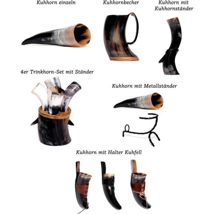 Brillibrum Bierkrug Trinkhorn Becher echtes Kuhhorn Horn Bierkrug Mittelalter – Bild 1