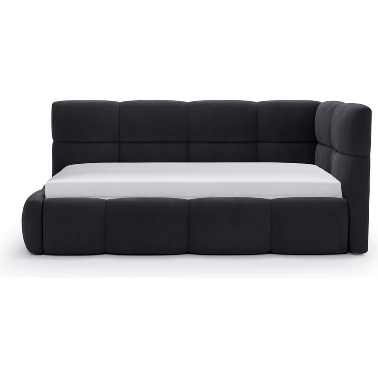 GRAINGOLD Modo One Jugendbett 90x200, Einzelbett mit Bettkasten, mit Lattenrost, Velvet-Stoff, Links, Schwarz – Bild 3