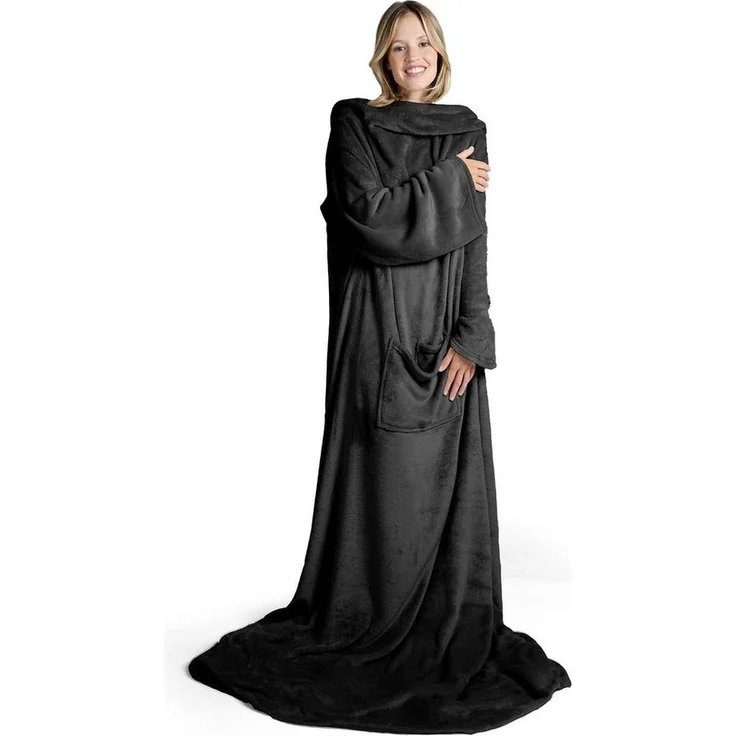 Wohndecke Kuscheldecke mit Ärmeln und Fußtasche, Blumtal – Bild 5