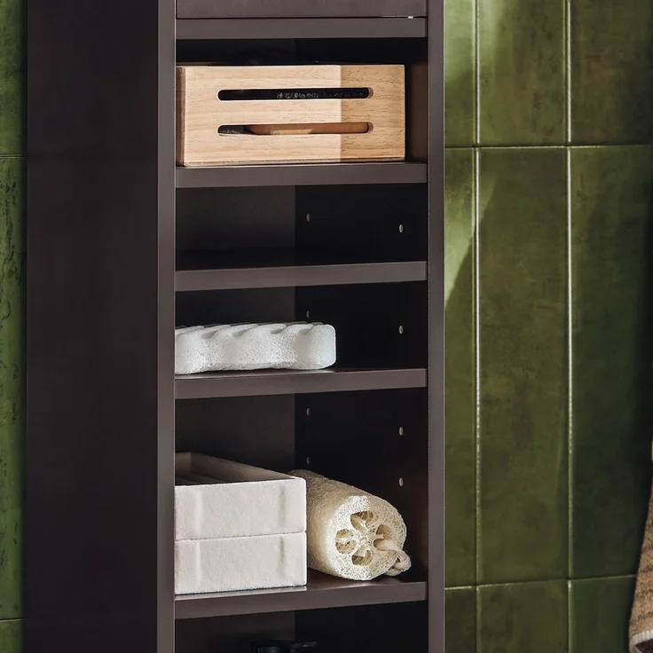 SoBuy BZR34-BR Badezimmer-Hochschrank, MDF, Lackiert, Dunkelbraun, 20 x 180 x 20 cm – Bild 7