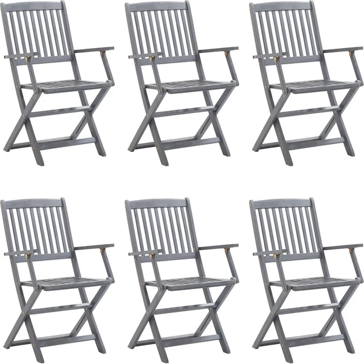 vidaXL Klappbare Gartenstühle 6 Stk. mit Kissen Massivholz Akazie 3065420 – Bild 2