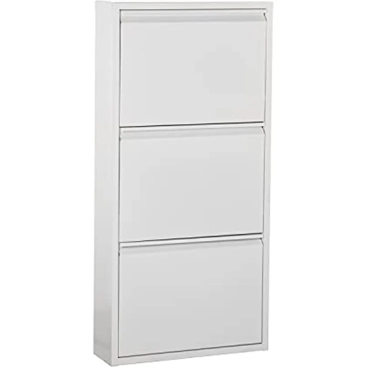 DRW d'casa Schuhschrank aus Metall, mit 5 Klappen, Weiß, 50 x 166 x 169 cm. – Bild 1