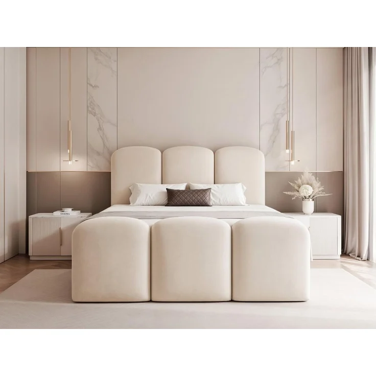 Compleo Boxbett Wolkenbett, Bequem H3, MADE IN EU, Doppelbett gepolstertes Kopfteil mit Bettkasten – Bild 3
