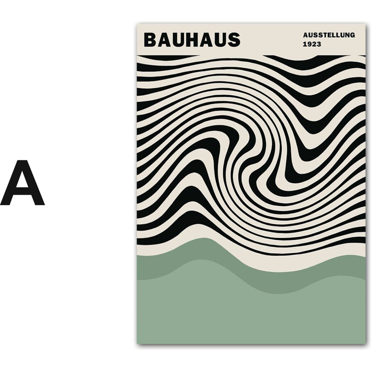 Poster Bauhaus Wandkunst Vintage Grün · Wandbilder Wohnzimmer & Schlafzimmer · Deko Print Bilder · ohne Rahmen - 40 x 50 cm / A