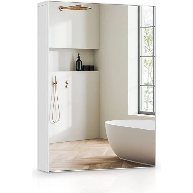 Dripex Spiegelschrank Badezimmerschrank mit Spiegel Badschrank mit verstellbarem Einlegeboden – Bild 4