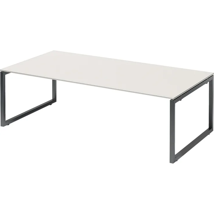 BISLEY Cito Chefarbeitsplatz/Konferenztisch, 740 mm höhenfixes O-Gestell, Metall, Gw334 Dekor Grauweiß, Gestell Anthrazitgrau, 120 x 240 x 74 cm