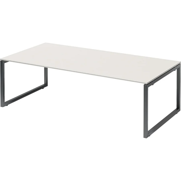 BISLEY Cito Chefarbeitsplatz/Konferenztisch, 740 mm höhenfixes O-Gestell, Metall, Gw334 Dekor Grauweiß, Gestell Anthrazitgrau, 120 x 240 x 74 cm