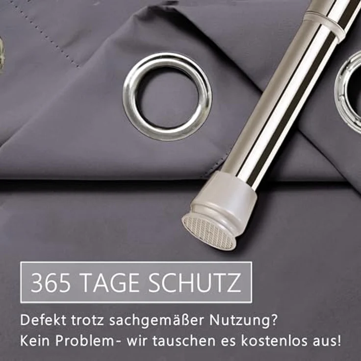 tinycurtains Türvorhang mit Stange silber 70-120 cm Thermo Vorhang ohne Bohren, mit Magneten, Ösen, abdunkelnd, Polyester, grau Nebula, Türgardine mit Klemmstange Raumtrenner verdunkelnd – Bild 7