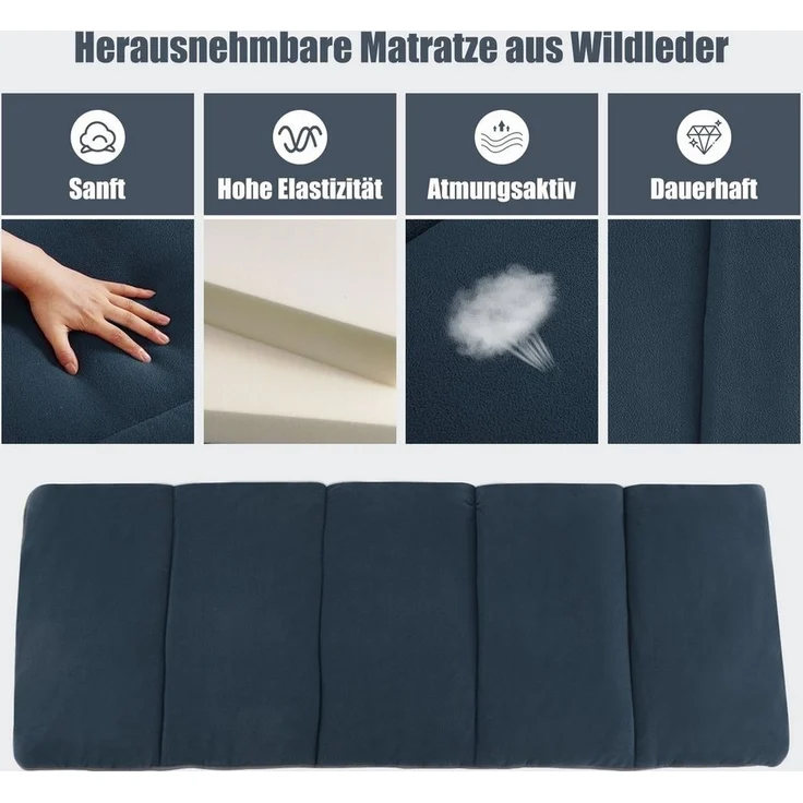 COSTWAY Feldbett Campingbett klappbar, mit Matratze & Kissen – Bild 2