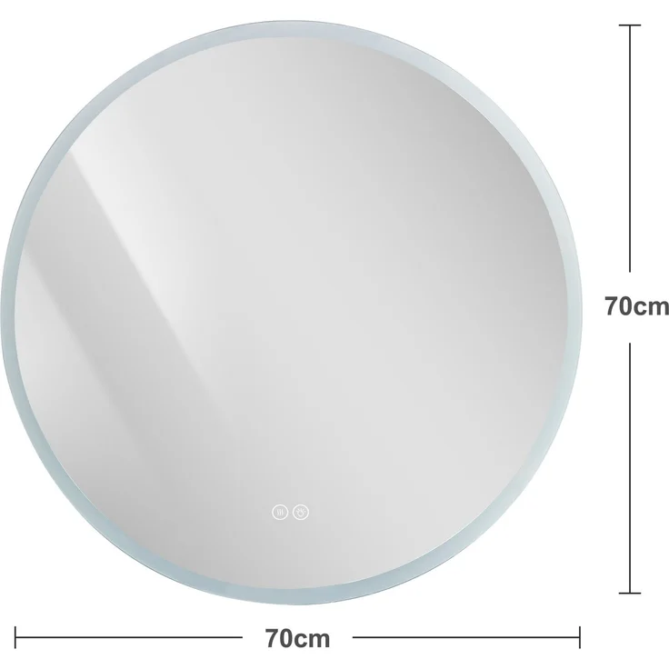 Abrihome LED-Badezimmerspiegel mit 3 Farbtemperaturen, Dimmfunktion und Anti-Beschlag-Funktion, Silber, Ø70 cm – Bild 3