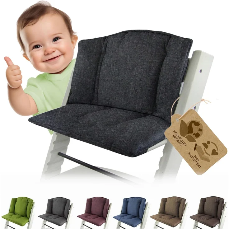 Ersatzbezug Sitzkissen kompatibel mit Stokke Tripp Trapp (schwarz meliert) | Bezug Kissen-Set Sitzverkleinerer, Mod. 1