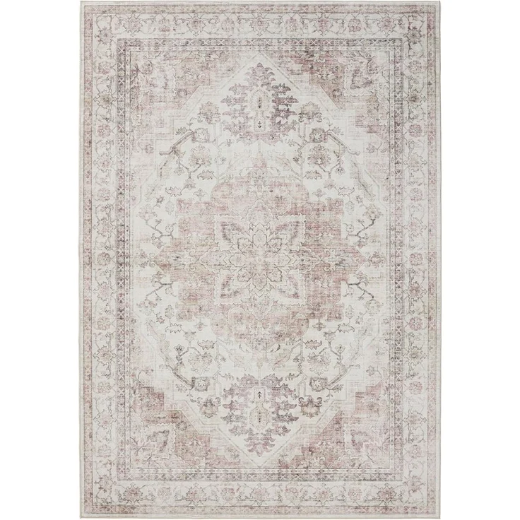 Interiyou Teppich Gent, Rund, Höhe: 5 mm, Vintage Kurzflor für Wohnzimmer, Schlafzimmer, waschbar, pflegeleicht – Bild 1