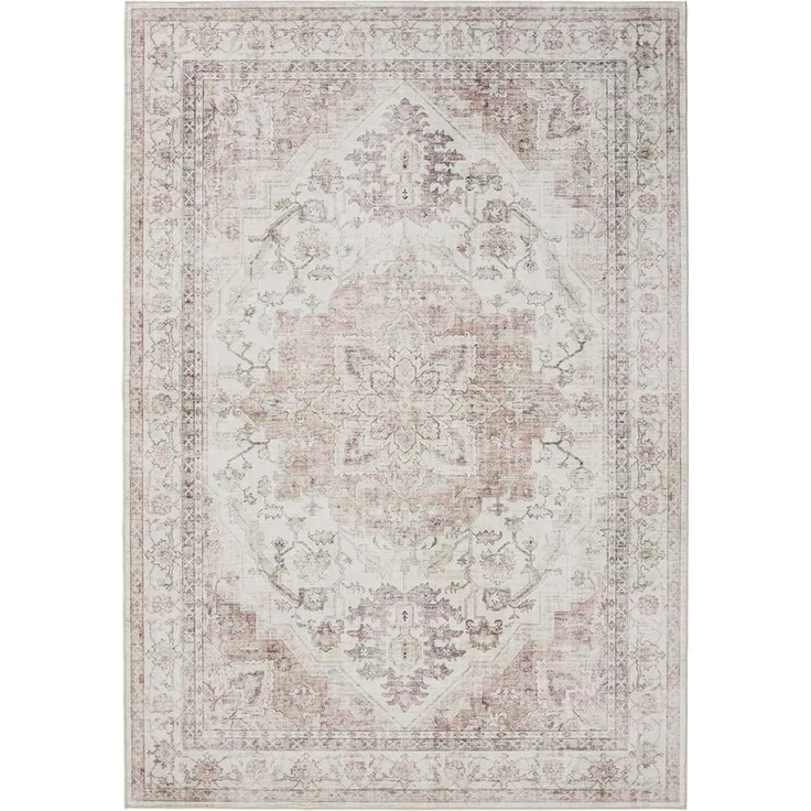 Interiyou Teppich Gent, Rund, Höhe: 5 mm, Vintage Kurzflor für Wohnzimmer, Schlafzimmer, waschbar, pflegeleicht