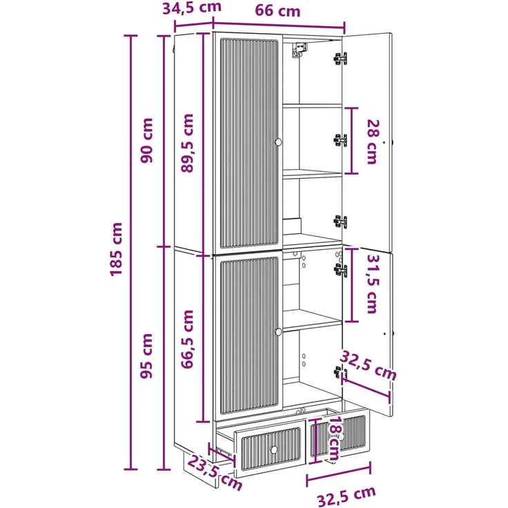 vidaXL Schrankset 2 pcs Geräucherte Eiche 66 x 34,5 x 95 cm 3416354 – Bild 8