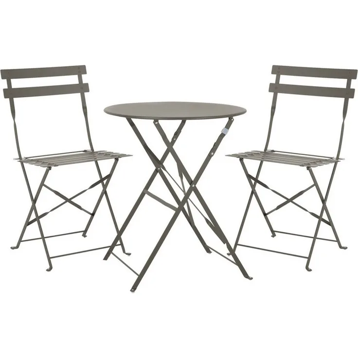 SVITA Balkonmöbel Bistroset Stuhl Tisch Garten Bistro Cafe Metall Klappmöbel Taupe