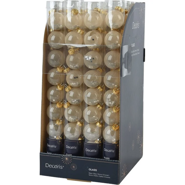 Kaemingk Weihnachtsbaumkugel, Weihnachtskugeln Glas 3cm mit Sternfüllung 9 Stk Perle transparent – Bild 4