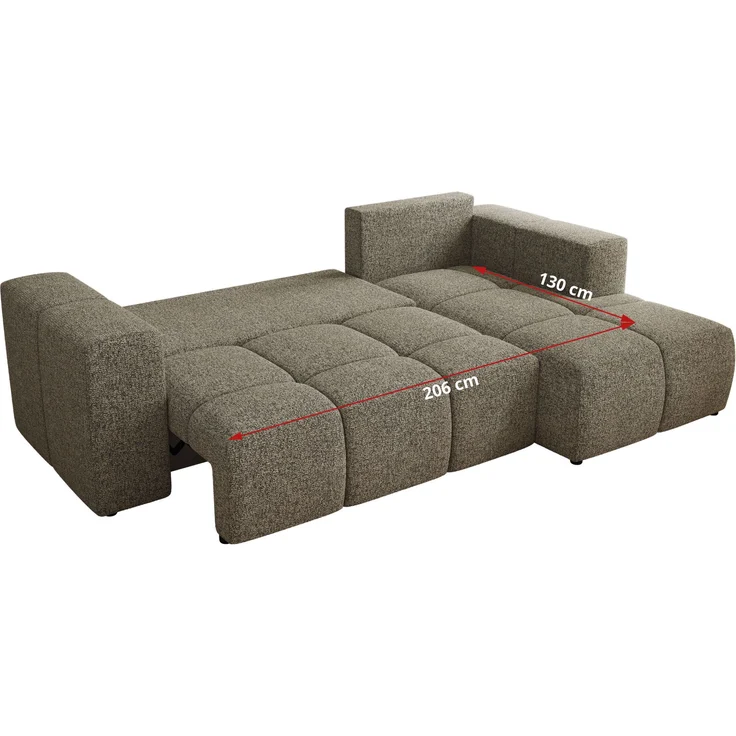 Ecksofa mit Schlaffunktion und Bettkasten, L-form Couch, lose Kissen, Polstersofa - MONIVA - Grau Struktur - linke Seite – Bild 6