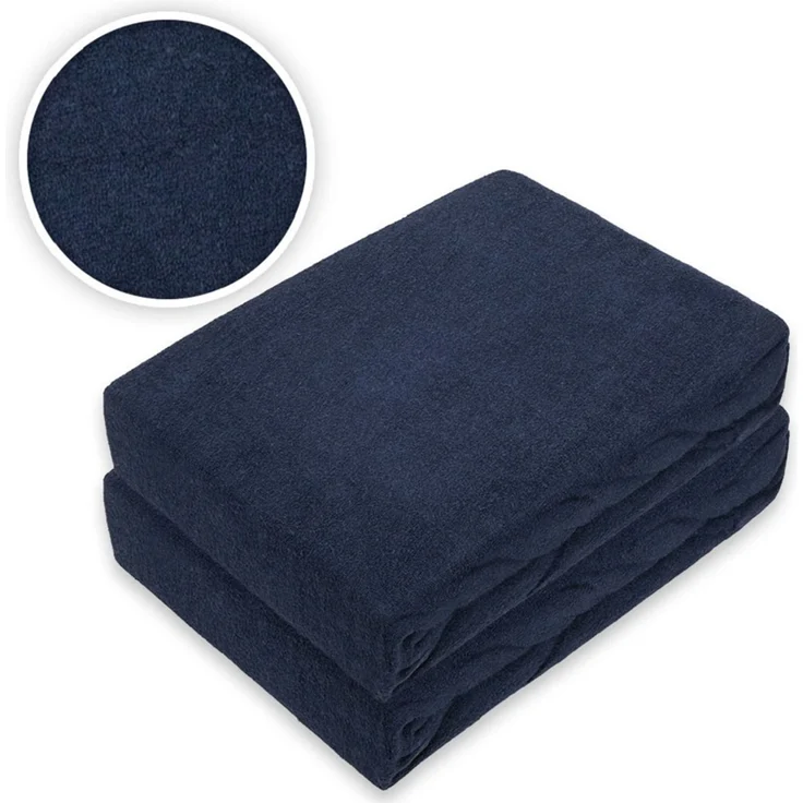 Doppelpack Marke Frottee Spannbettlaken Navyblau 90 x 200 cm – Bild 2
