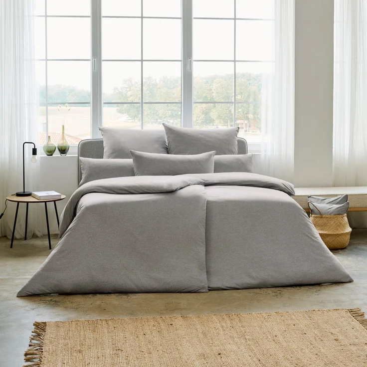 Estella Bettwäsche Takoma 6873 810 Grau Mako Interlock Jersey 200 x 200 + 2x 80 x 80 cm – Bild 4