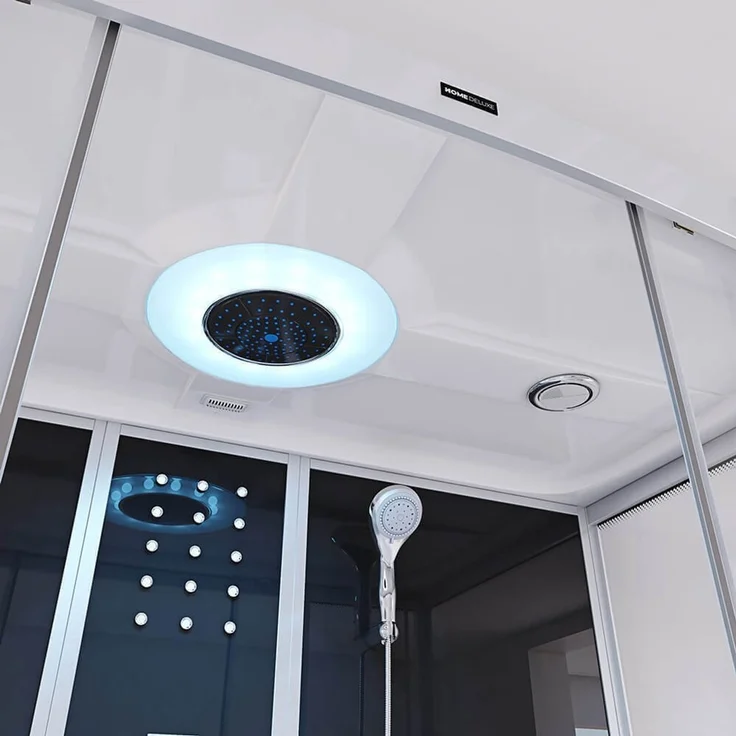 XXL Luxus LED Dampfdusche inkl. Whirlpool-SET 170x90 +Radio innen Black – Bild 5
