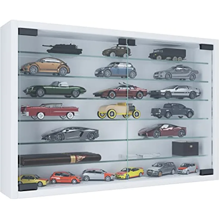 MID.YOU Hängevitrine, Weiß, Glas, 6 Fächer, 60x40x10 cm, hängend, mit Drehtüren