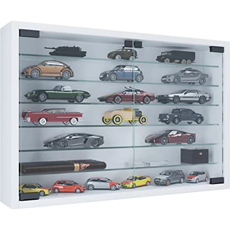 MID.YOU Hängevitrine, Weiß, Glas, 6 Fächer, 60x40x10 cm, hängend, mit Drehtüren – Bild 1