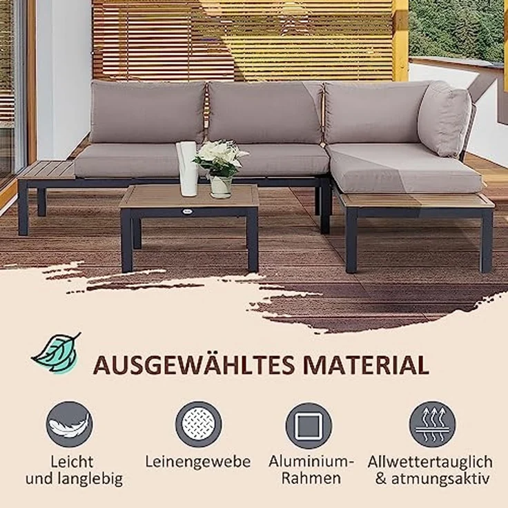 Outsunny Sitzgruppe Gartengarnitur mit Beistelltisch – Bild 6