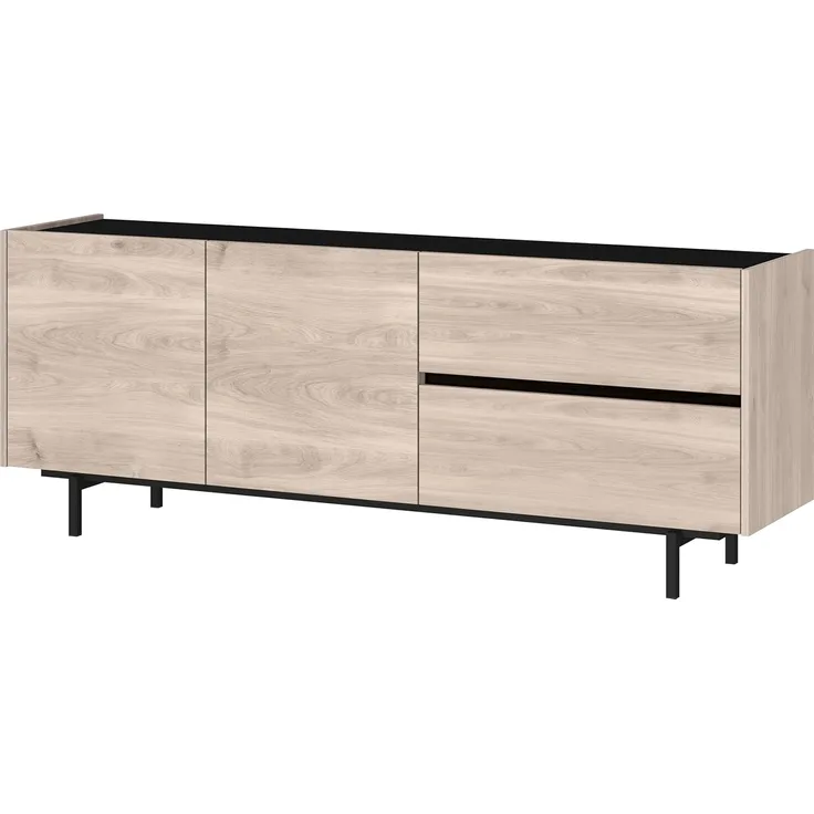 Germania Lowboard 1056-627 GW-Cantoria, in Eiche/Schwarz, Schubladen mit Selbsteinzug, 162 x 63 x 40 cm (BxHxT)