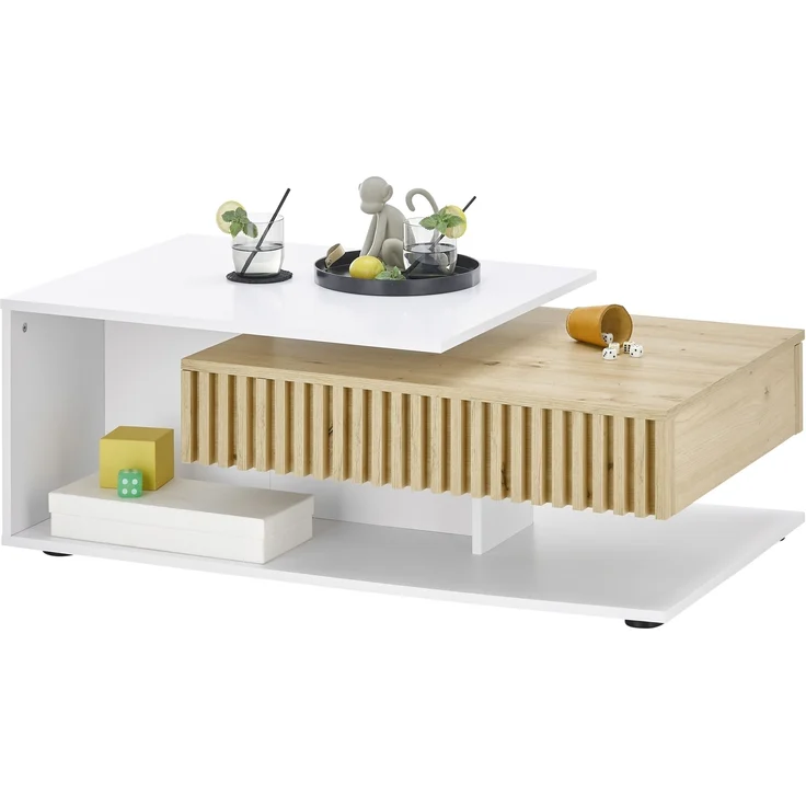 Couchtisch >Alida< in Artisan Eiche, weiß - 110x40x60cm (BxHxT) – Bild 5