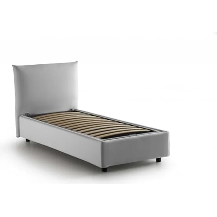 Talamo Italia - Einzelbett Marina, Bettkasten mit Stoffbezug, 100 % Made in Italy, seitliche Öffnung, geeignet für Matratzen 80 x 190 cm, Weiß – Bild 5