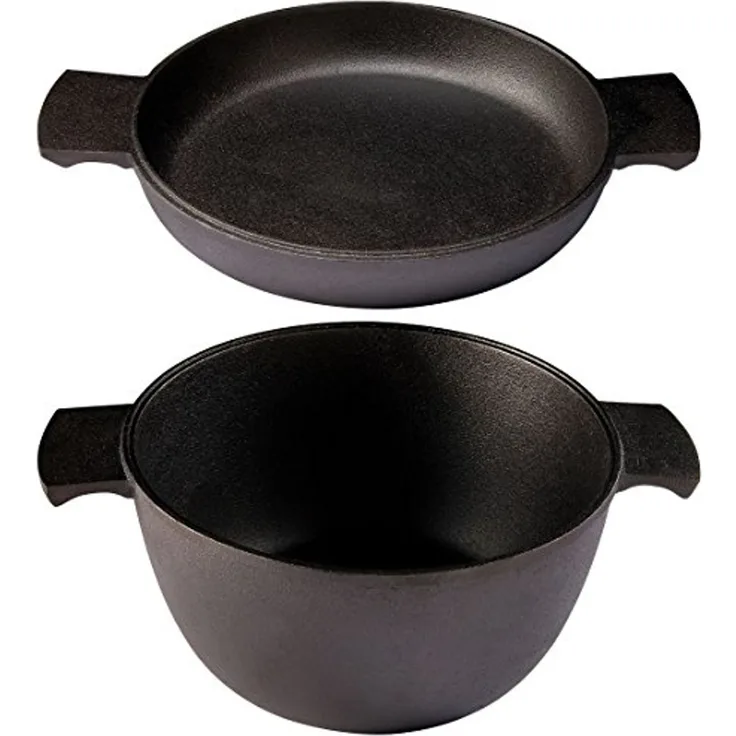 Skeppshult Grytstapel Bräter 3l und Bratpfanne 23cm im Set - Schwarz - 20 bis 24 cm