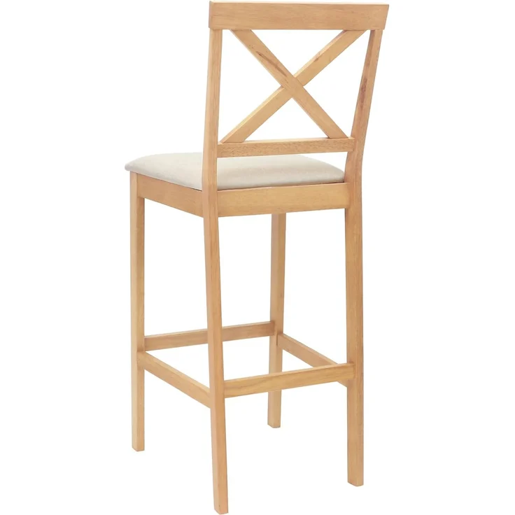 vidaXL Barhocker 2 Stück Natur und Beige Massivholz aus Gummibaum und Stoff 42047608 – Bild 4