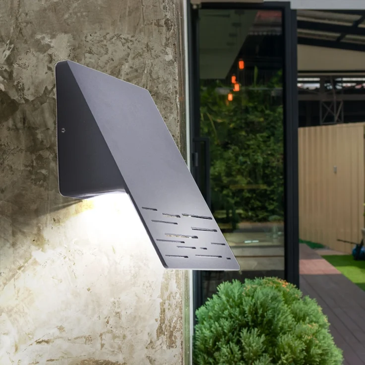 LED Wandleuchte, Downstrahler, Aluminium dunkelgrau, H 20 cm – Bild 4